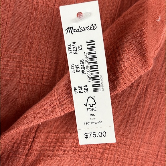 NWT Madewell women’s collared button down in terracotta. Size XS - Picture 6 of 8